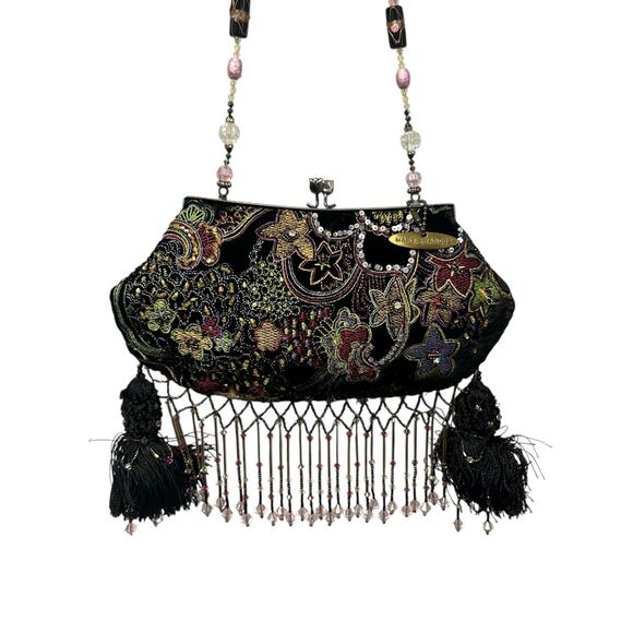 Vintage Mary Frances Sequin Rhinestone Embellished Beaded Fringe Evening Bag - Picture 7 of 8